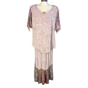 Spencer Alexis Skirt Set Womens 12 Pink Floral Crepe Lace Fairycore Two Piece